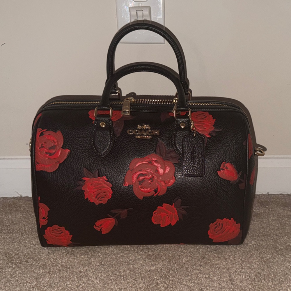 Coach Large Rowan with Red Floral Design